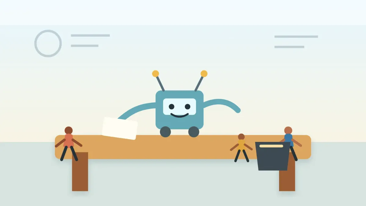 Un petit robot de classe aspire une feuille de devoirs pendant que les élèves rient.
