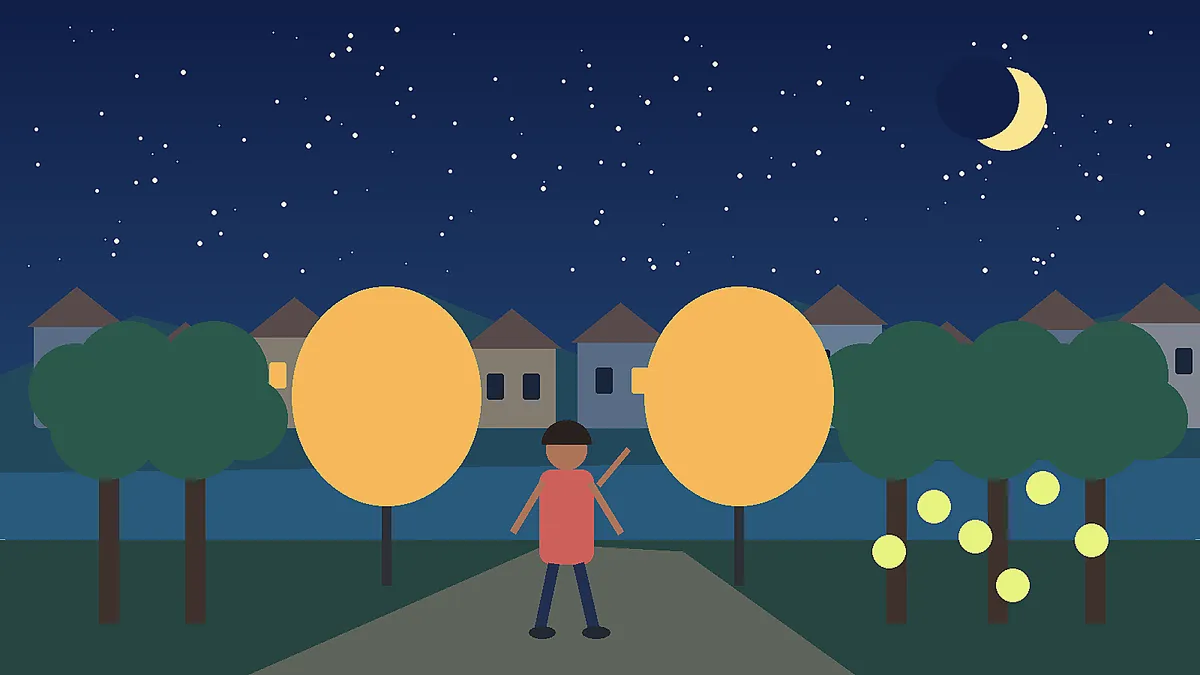 Une petite ville française éteint une partie de ses lumières, révélant les étoiles et quelques lucioles.